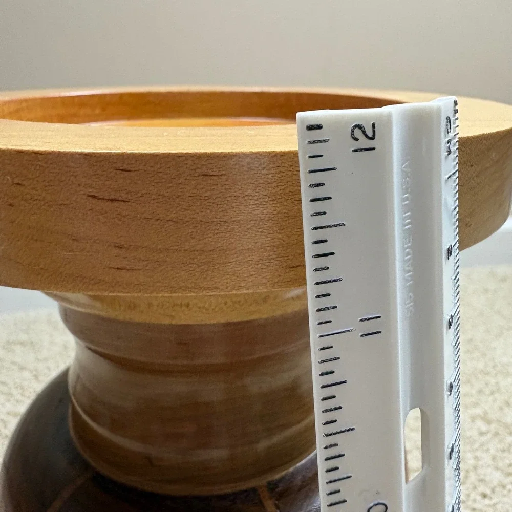 Handmade Maple Walnut Wood Pillar Candle Holder 11.5